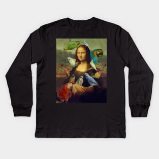 mona lisa - mother of parrots Kids Long Sleeve T-Shirt